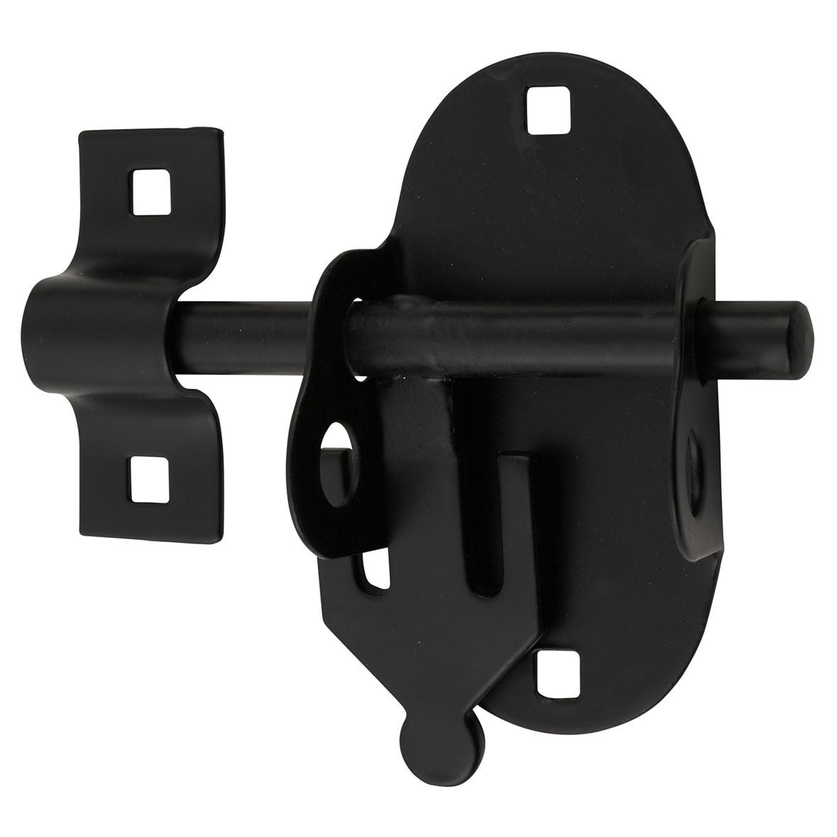 Brenton Upright Oval Gate Padlock Bolt - 100mm Length - Black Japanned