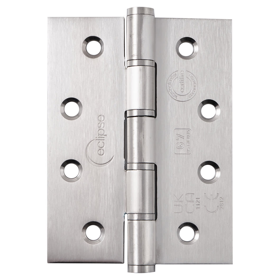 Slim Knuckle Grade 7 Washered Butt Fire Door Hinge - 102 x 76 x 2mm - Satin Stainless - Pair