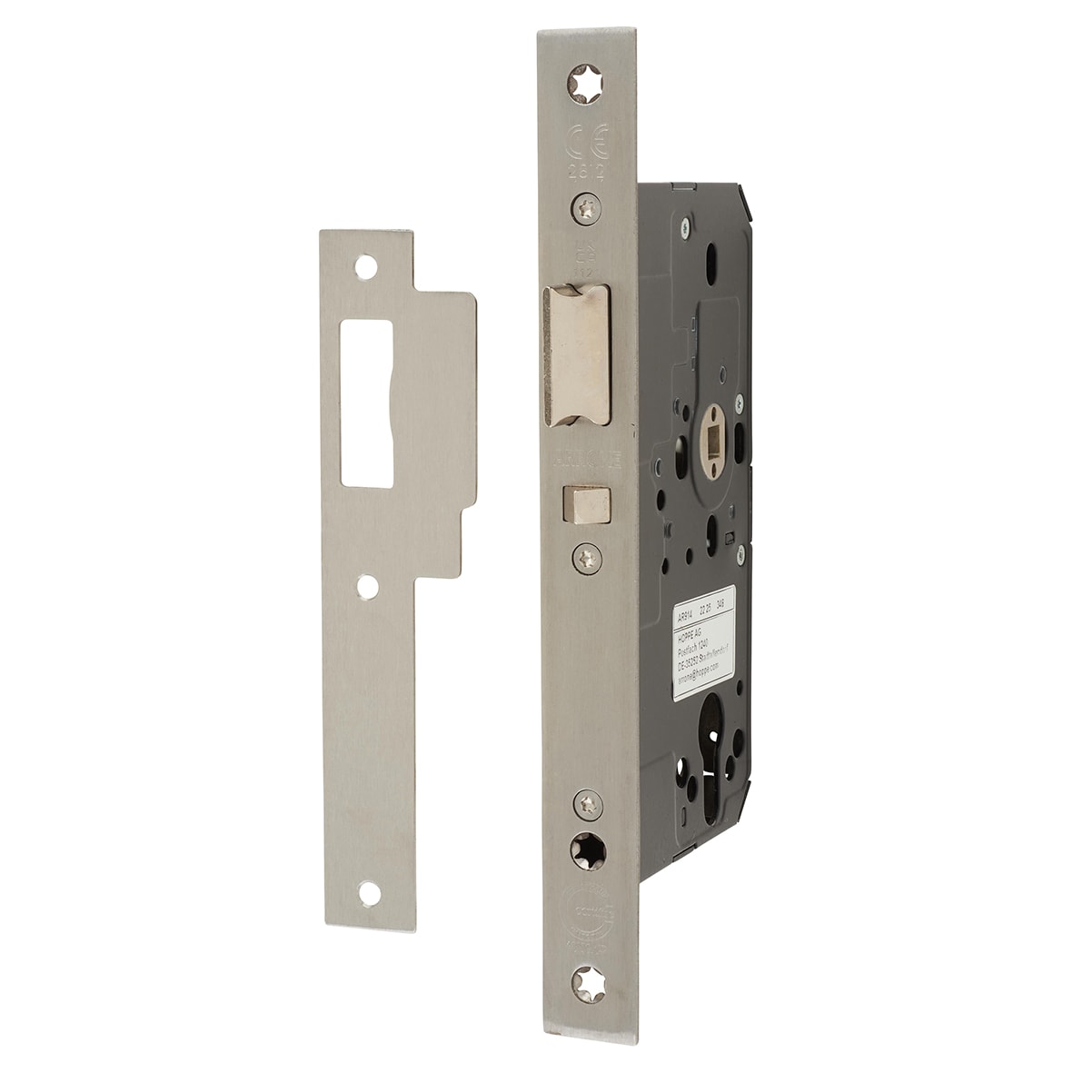 DIN Mortice Nightlatch - 88mm Case - 60mm Backset - Square - Satin Stainless Steel