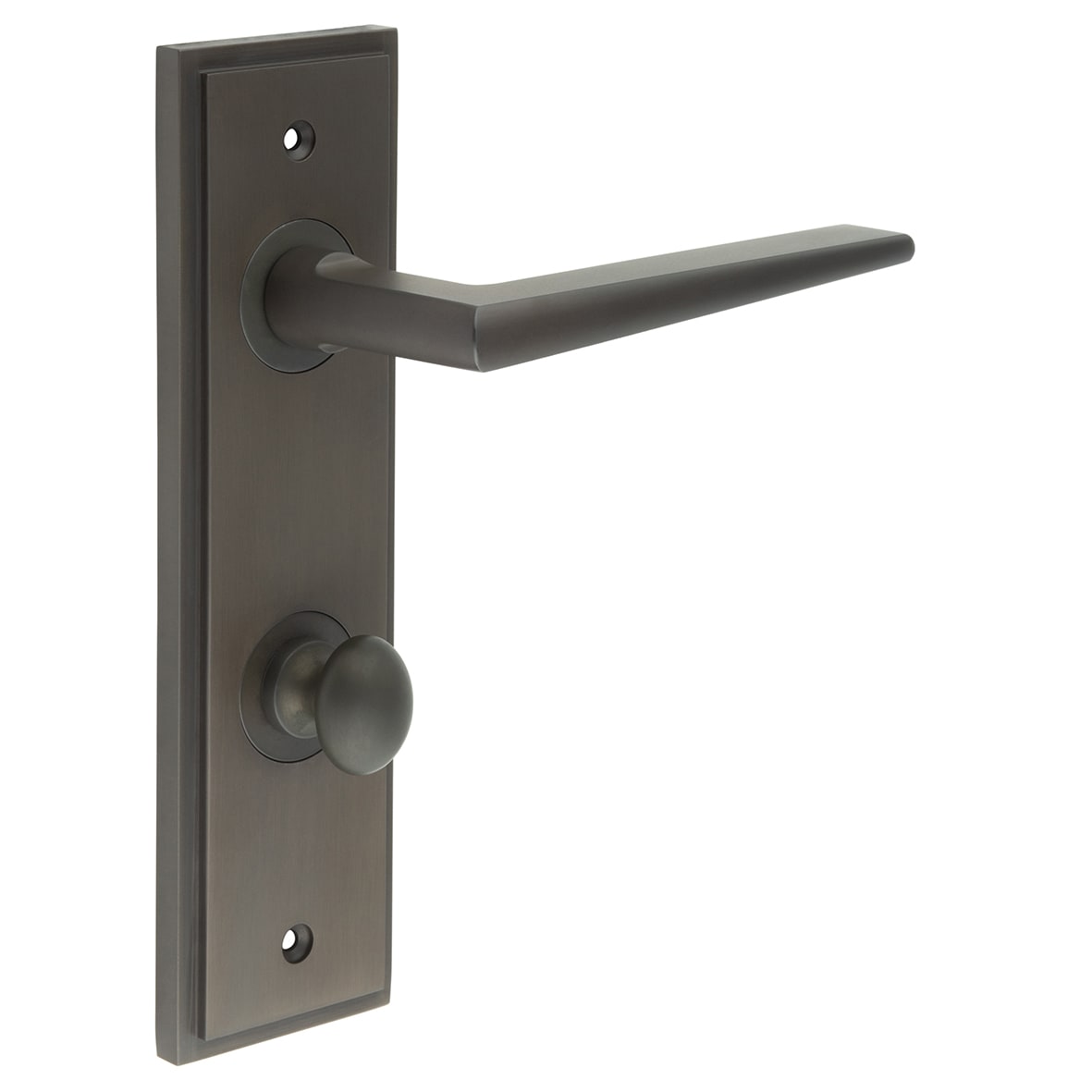 Dark Bronze Fire Rated DIN Bathroom Door Handles - Mayfair - Inner 1 - 200 x 55mm