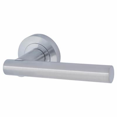 Satin Chrome Door Handles on Round Rose - Bella Range