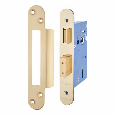 Architectural Bolt Through 5 Lever Sashlock - 65mm Case - 44mm Backset - Radius - PVD Brass