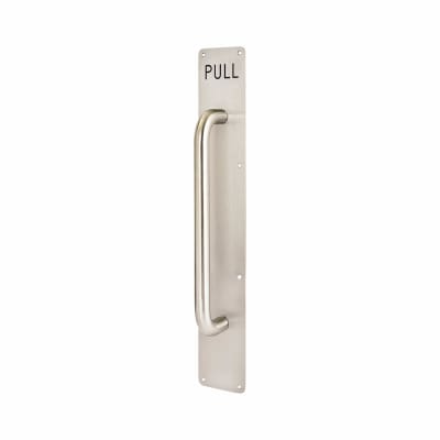 Satin Stainless Steel 19mm D-Bar Door Pull Handle on Plate - PULL - Screw Fix - 500 x 80mm