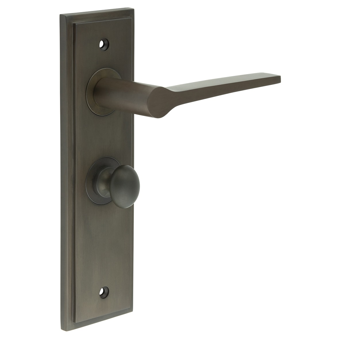 Dark Bronze Fire Rated Bathroom Door Handles - Knightsbridge - Inner 1 - 200 x 55mm
