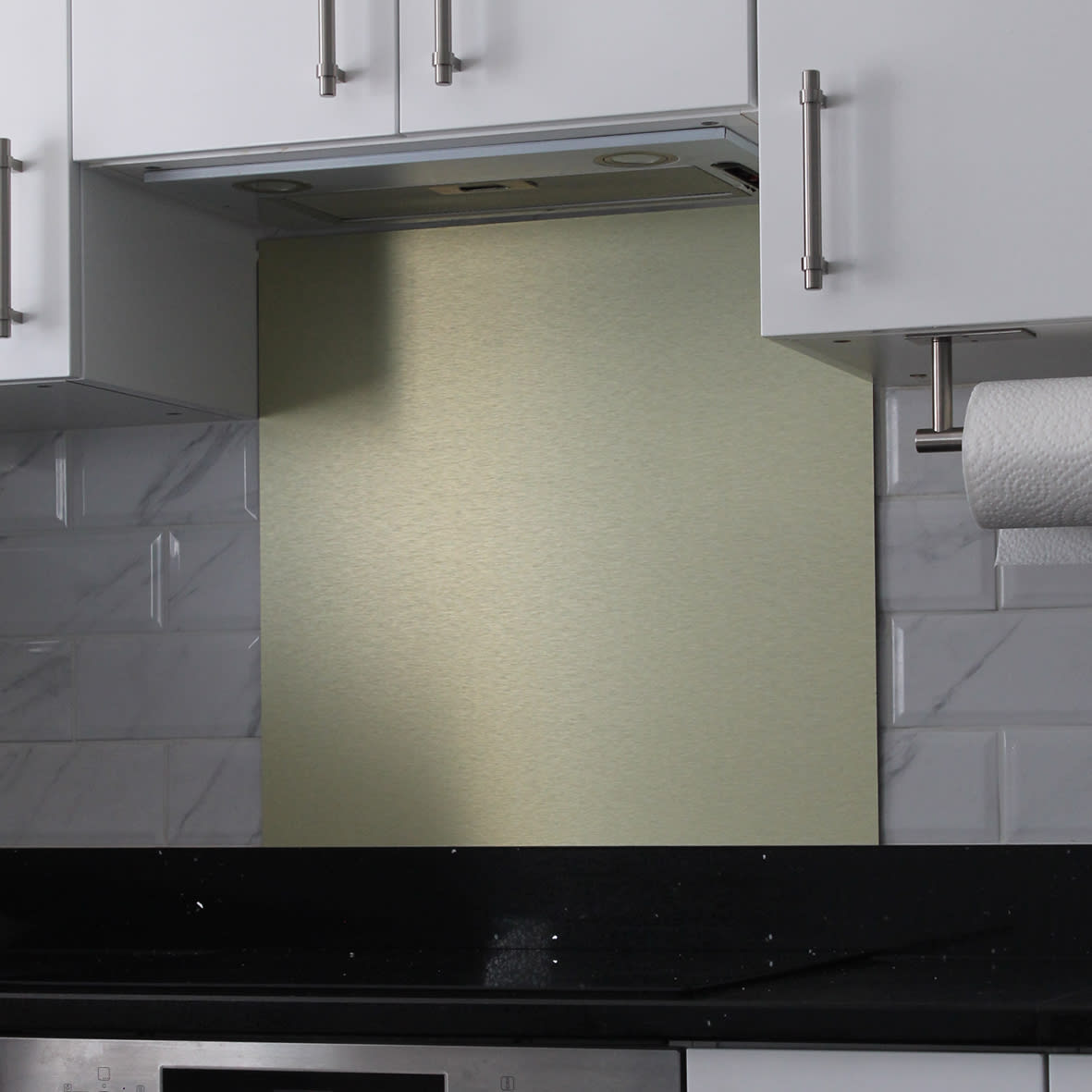 Aluminium Kitchen Splashback - 600 x 750mm - Gloss Brushed Gold