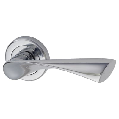 Polished Chrome Door Handles on Round Rose - Knightsbridge Range