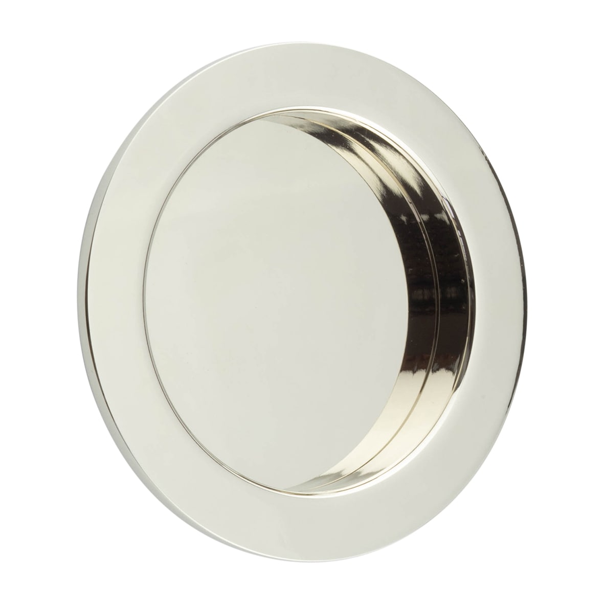 Round Flush Pull Handle - 75mm Diameter - Polished Nickel