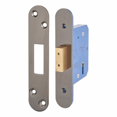 Architectural 5 Lever Deadlock - 65mm Case - 44mm Backset - Radius - Black Nickel