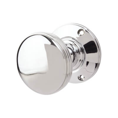 Marcus Polished Chrome Mortice Door Knob - 69mm Rose Diameter - Richmond Range