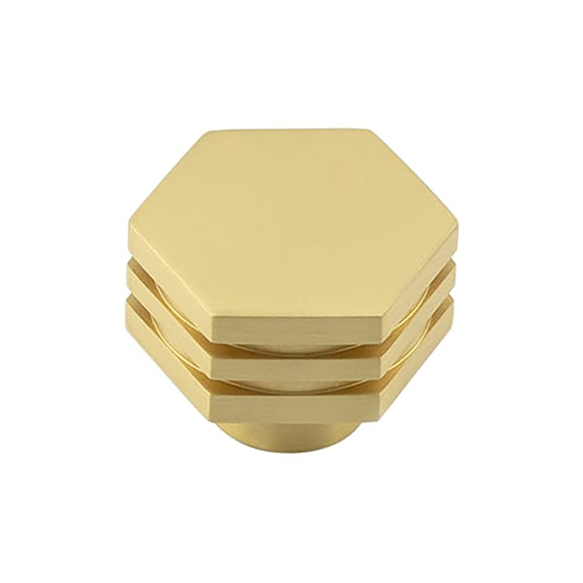 Nile Hex Cabinet Knob - 30mm Diameter - Satin Brass