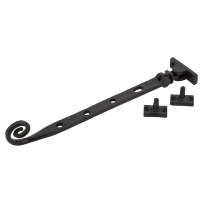 Curly Tail Casement Window Stay - 10"/250mm Length - Antique Black Iron