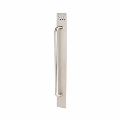 Satin Stainless Steel 19mm D-Bar Door Pull Handle on Plate - PULL - Screw Fix - 800 x 80mm