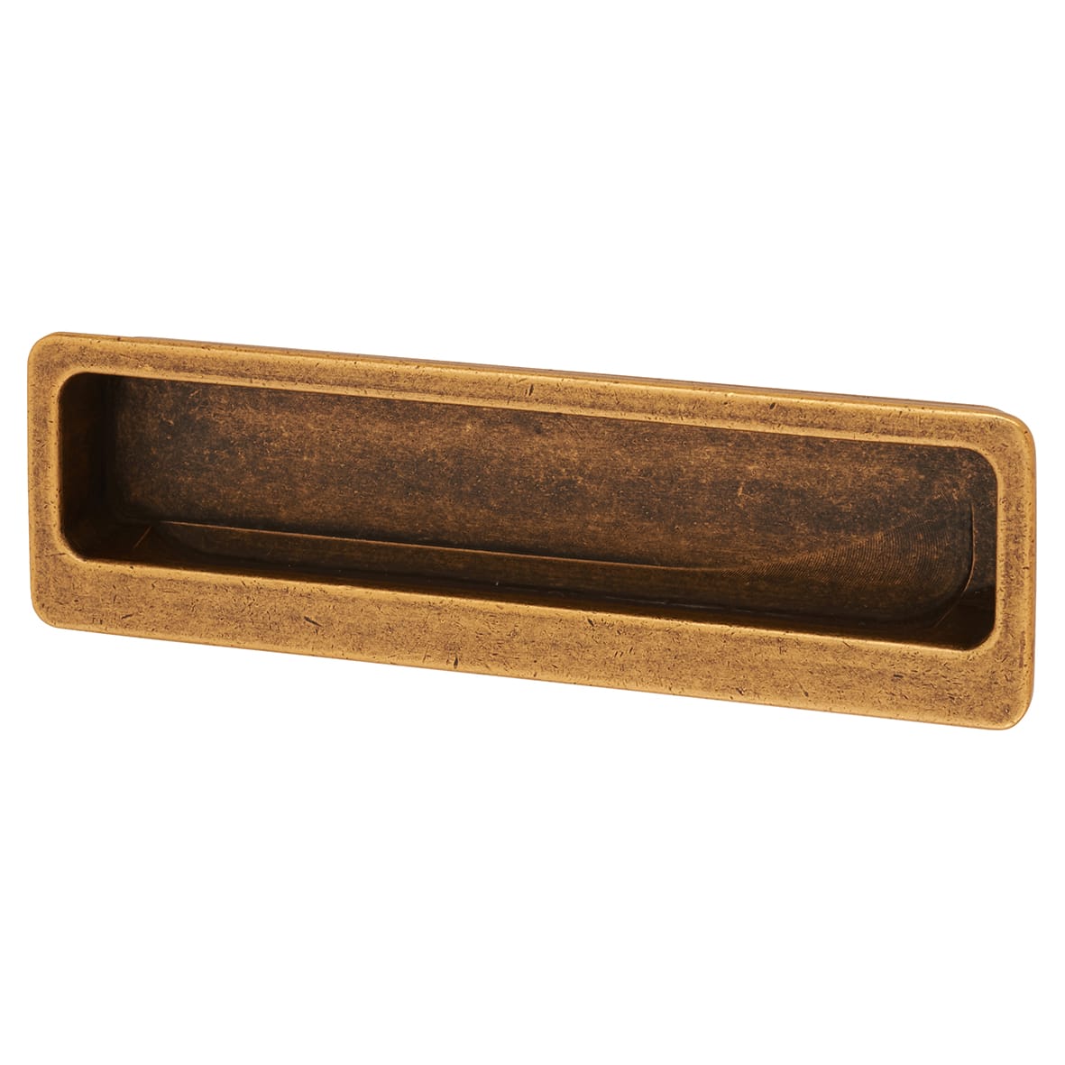 Alton Rectangular Flush Cabinet Pull Handle - 113 x 33mm - Antique Brass