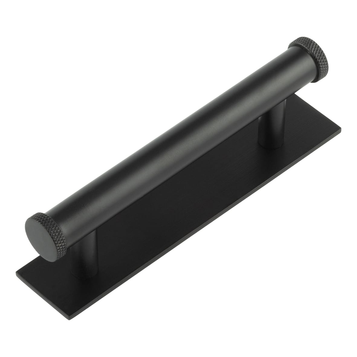 Wenlock 15mm Knurled T-Bar Cabinet Pull Handle on Plain Backplate - 96mm c/c - Black