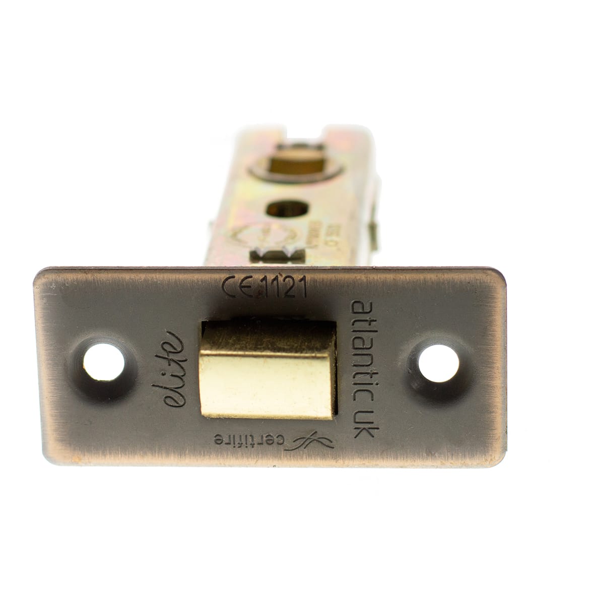 Fire-Rated Tubular Latch - 78mm Case - 57mm Backset - Square - Antique Brass