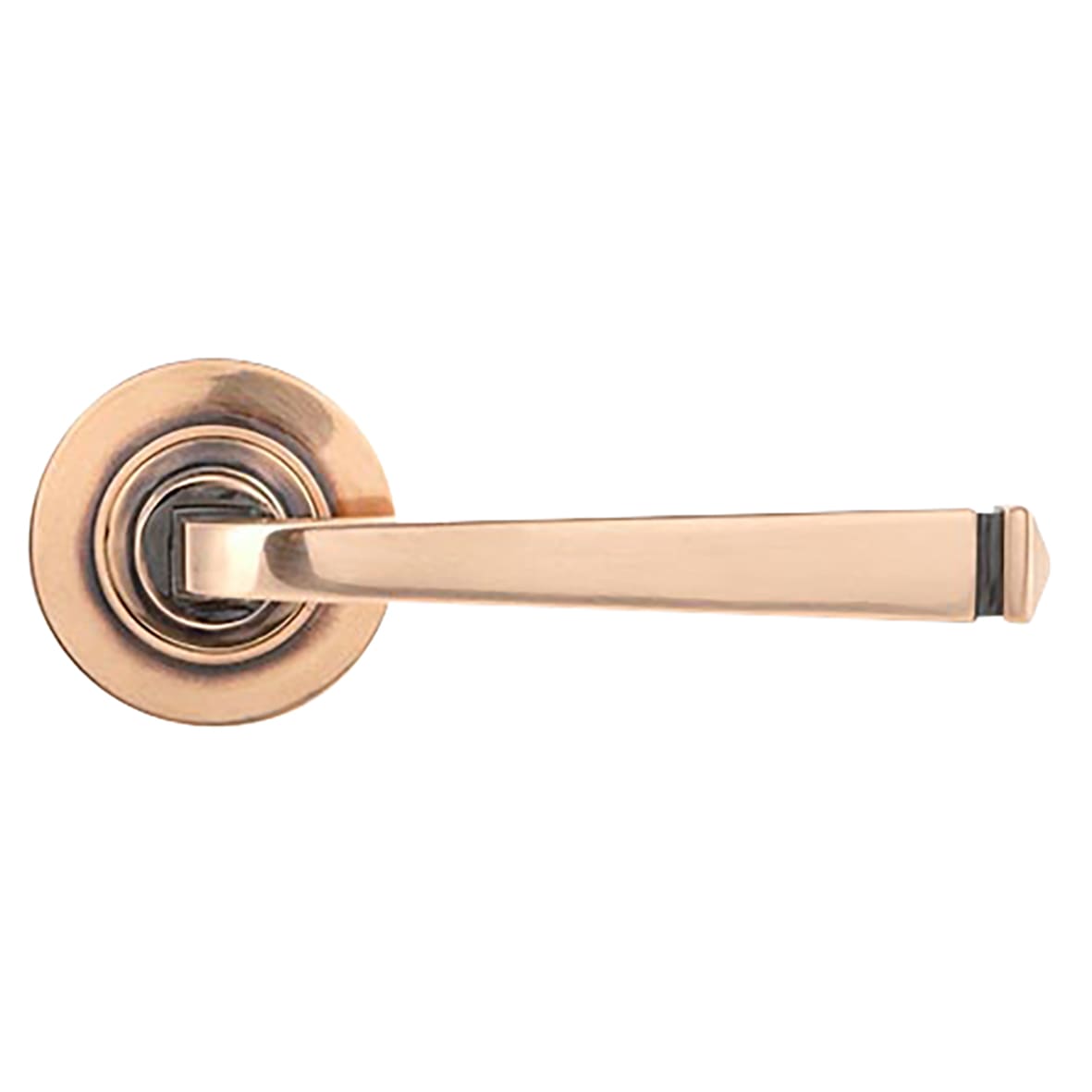 Polished Bronze Door Handles on Round Rose - Avon Range