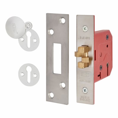 2401 5 Lever Sliding Door Lock - 78mm Case - 57mm Backset - Satin Stainless Steel