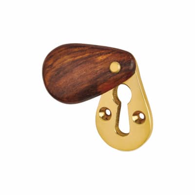 Plain Teardrop Escutcheon - 48 x 29mm - Keyhole - Rosewood/Brass