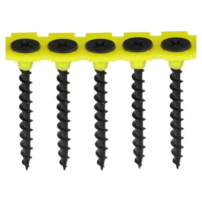 Collated Coarse Thread Drywall Screws - 3.5 x 25mm - Black Phosphate - Pack of 1000