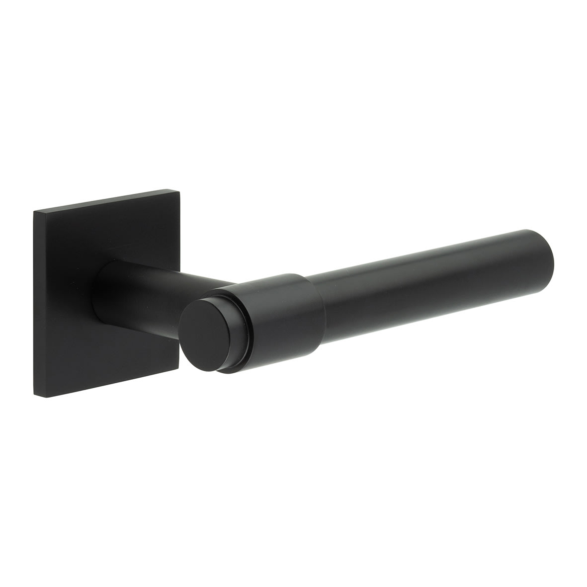 Black Unsprung Fire Rated Door Handles on Square Rose - CR-103 Range