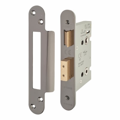 Architectural Bolt Through Bathroom Lock - 78mm Case - 57mm Backset - Radius - Black Nickel