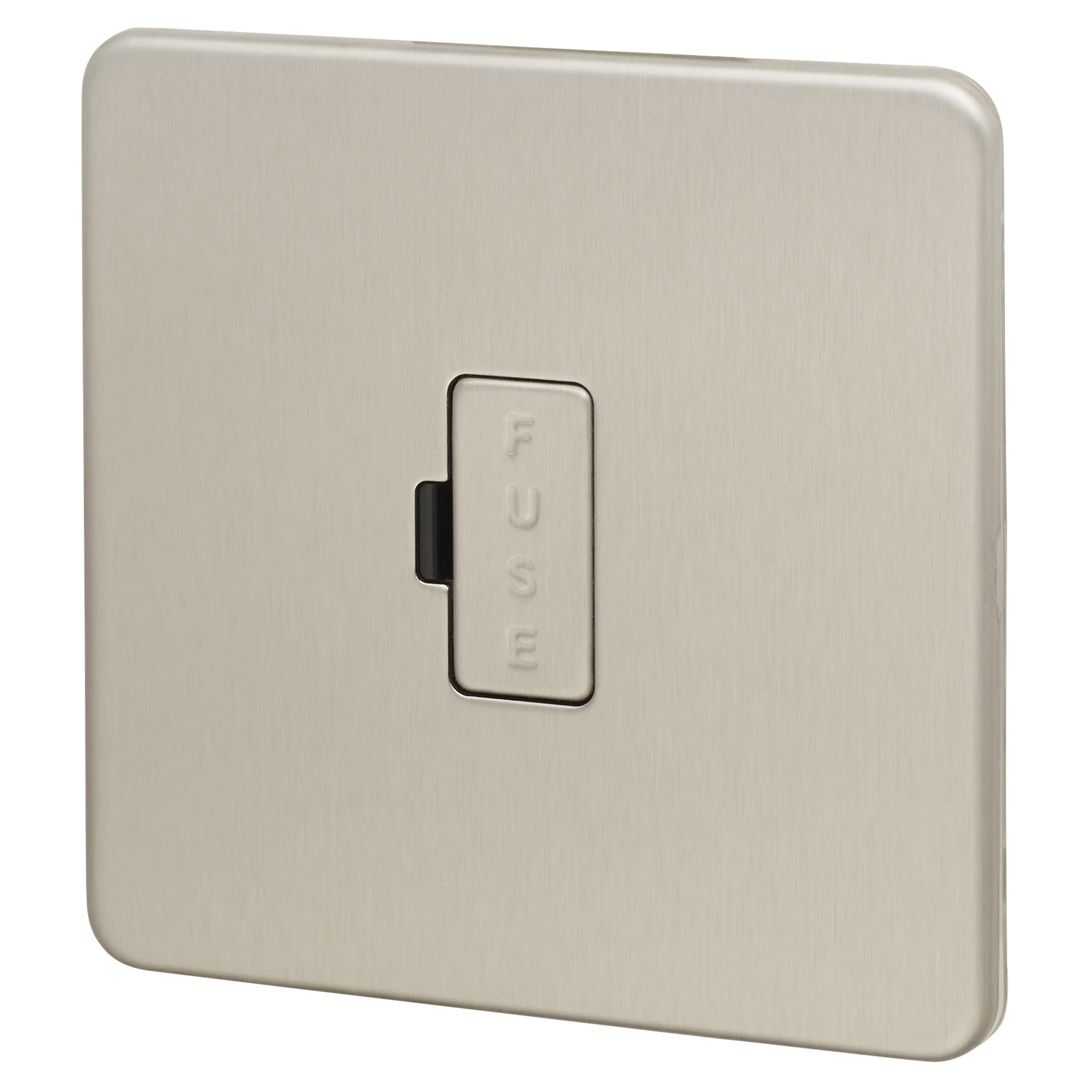 13A 1 Gang Screwless Flat Plate Unswitched Fused Spur - Brushed Chrome