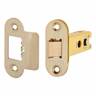 Heavy Duty Bolt Through Tubular Latch - 78mm Case - 57mm Backset - Radius - PVD Brass