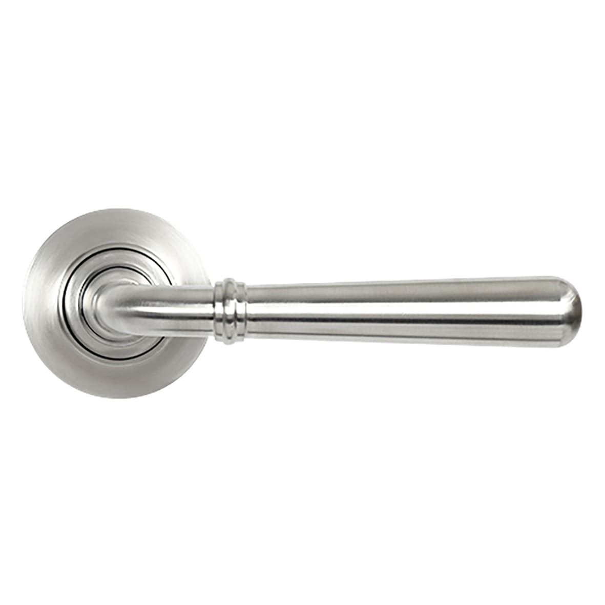 Satin Stainless Steel Door Handles on Round Rose - Newbury Range