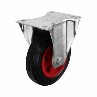 Heavy Duty Industrial Castor - Fixed - 135kg Max Weight - 160mm Diameter - Black/Red