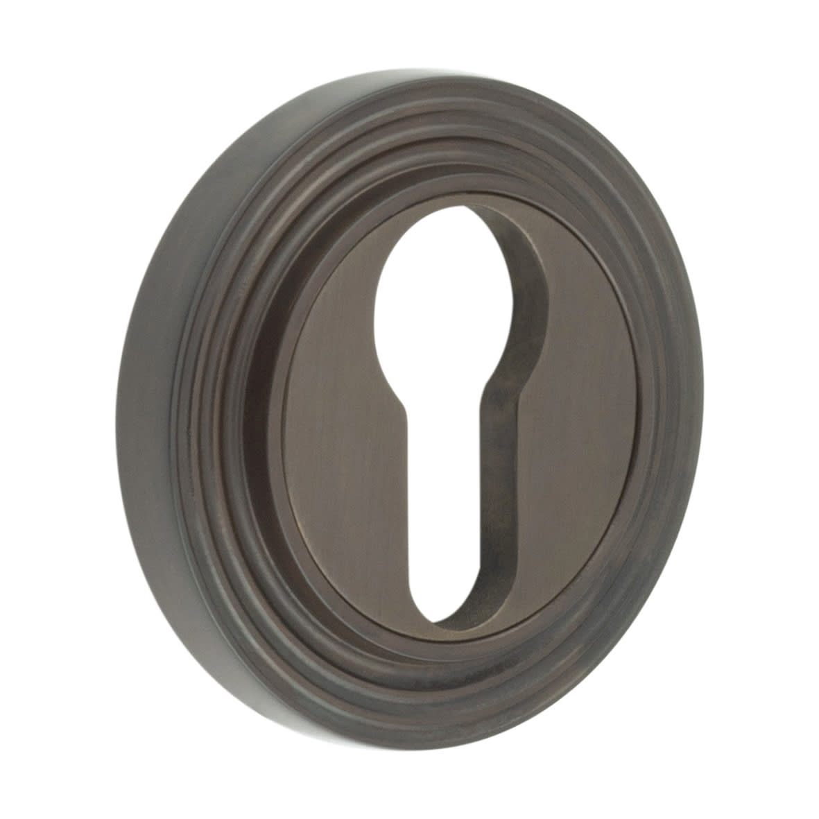 Escutcheon on Reeded Rose - 53mm Diameter - Euro - Dark Bronze