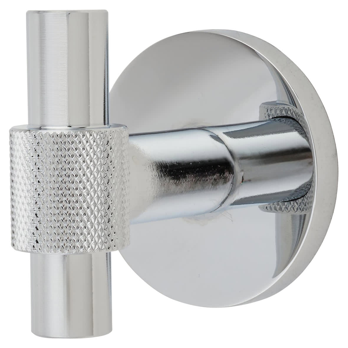 Knurled Single Coat Hook - 55 x 52mm - Polished Chrome