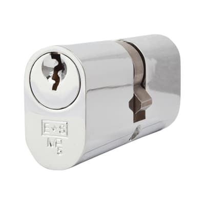 5 Pin 70mm Oval Double Cylinder - 35 + 35mm - Polished Chrome - Keyed Alike