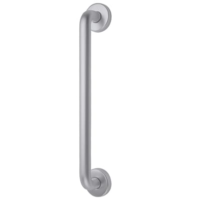 Satin Aluminium 19mm D-Bar Door Pull Handle on Rose - Screw Fix - 225mm Centres