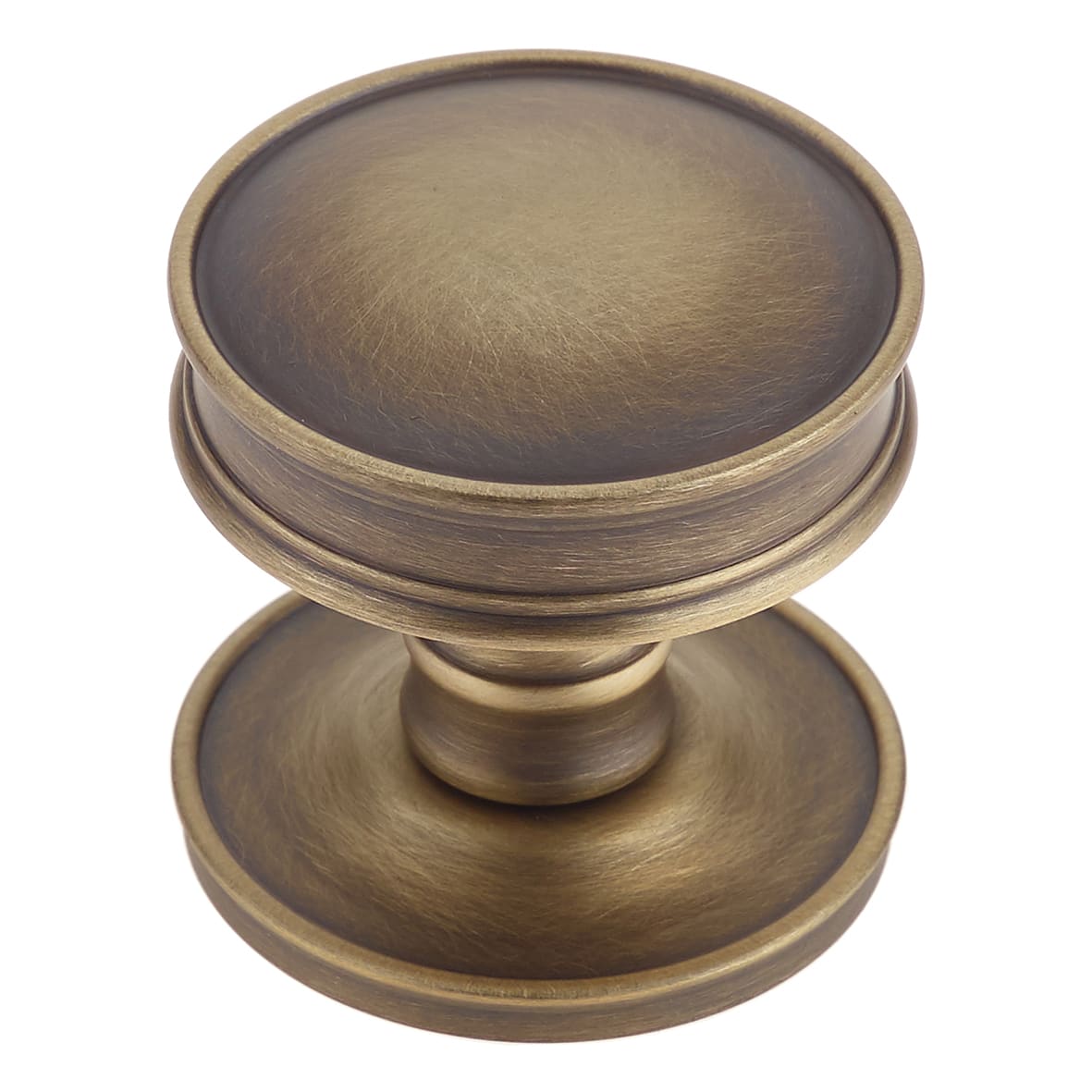 Antique Brass Ringed Mortice Door Knob - 65mm Rose Diameter - Berkeley Range