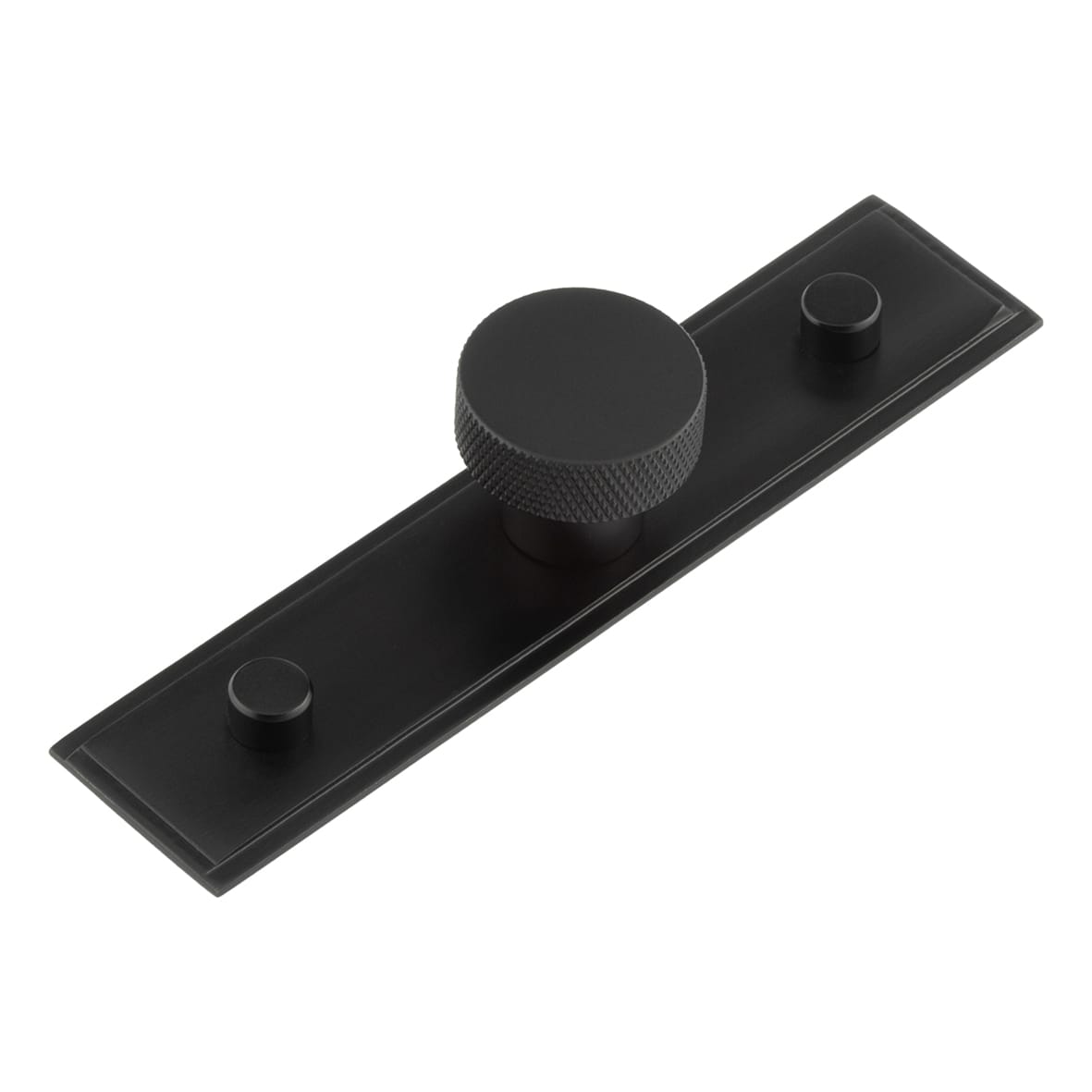 Wenlock Knurled Round Cabinet Knob on Stepped Backplate - 30mm Diameter - Black