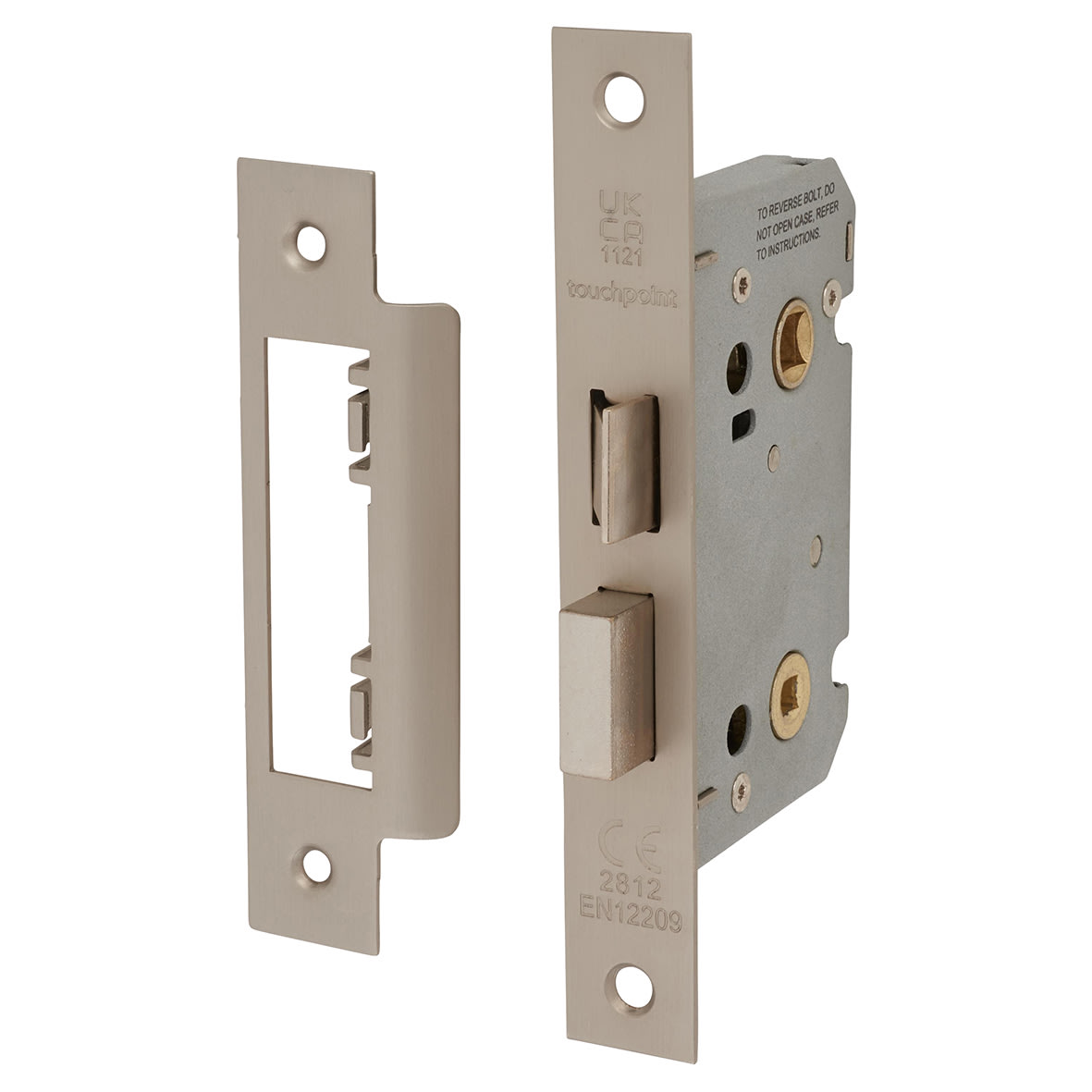 Contract Bolt Through Bathroom Lock - 65mm Case - 44mm Backset - Satin Nickel
