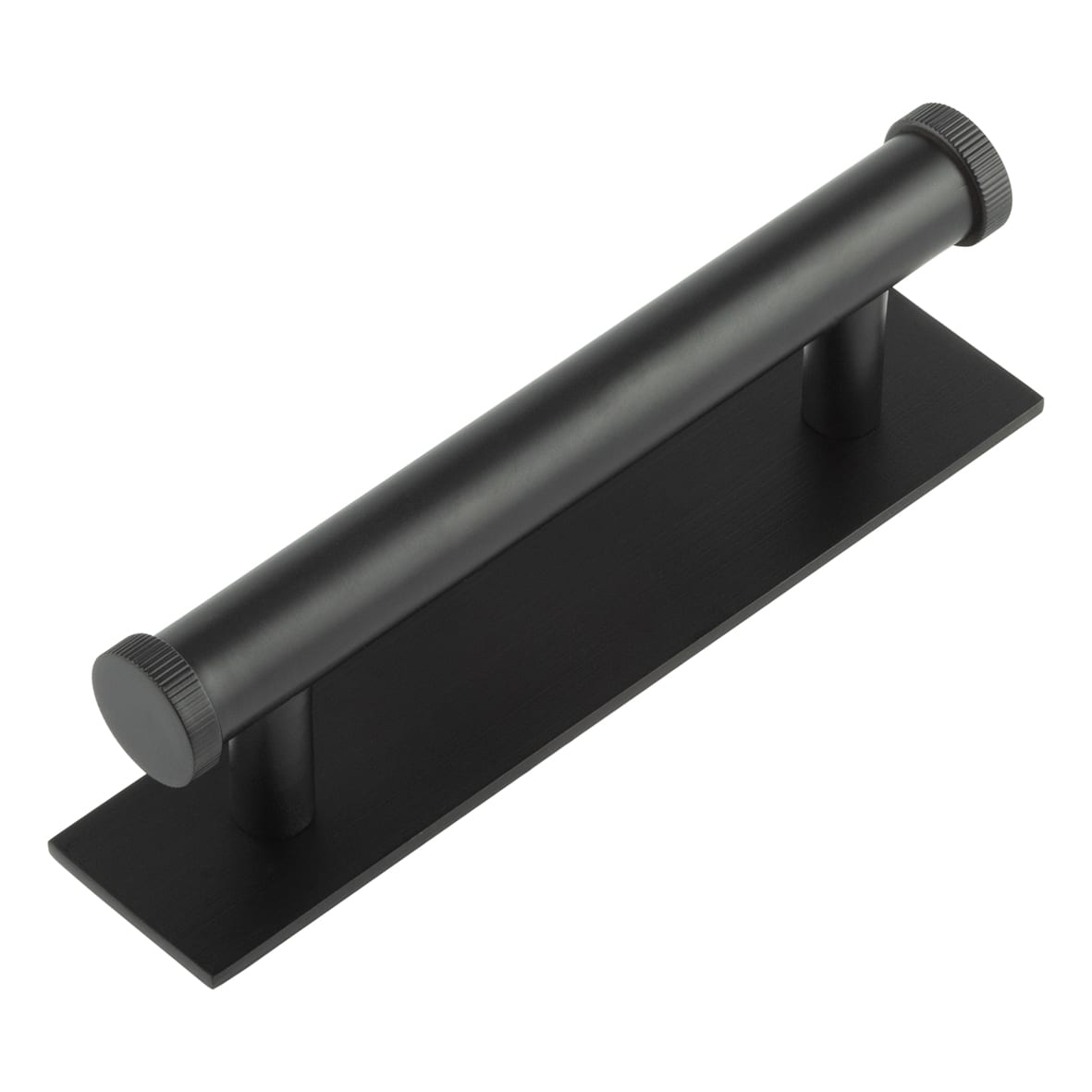 Thaxted 15mm Lines T-Bar Cabinet Pull Handle on Plain Backplate - 96mm c/c - Black