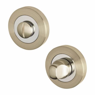 Bathroom Turn & Release - 52mm Diameter - Satin Nickel/Polished Chrome