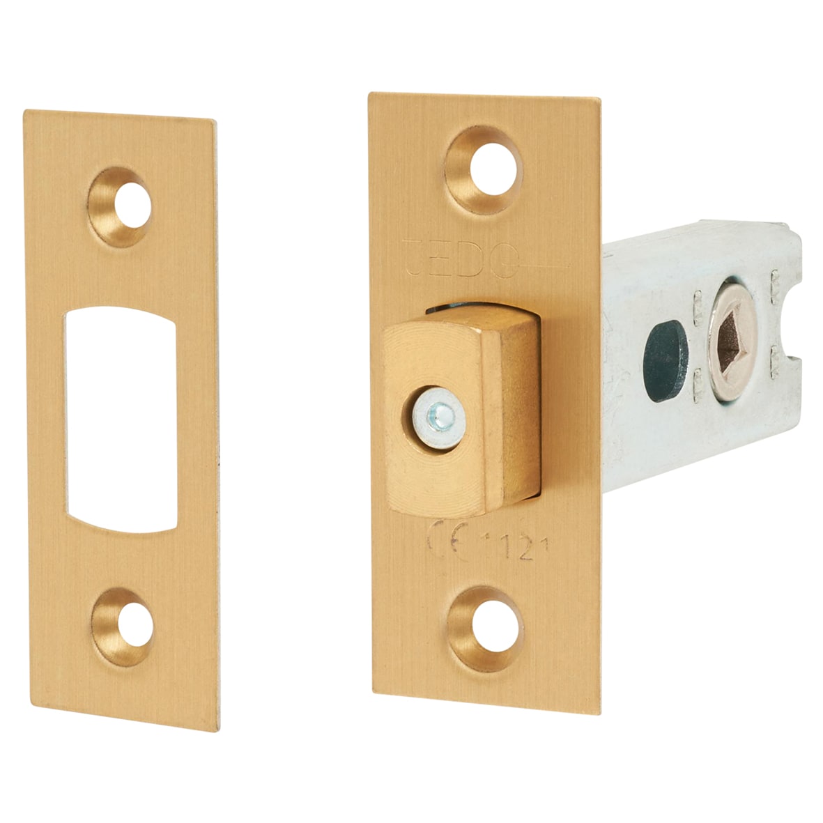 5mm Heavy Duty Bolt Through Tubular Bathroom Deadbolt - 64mm Case - 44mm Backset - Square - Sat Brass