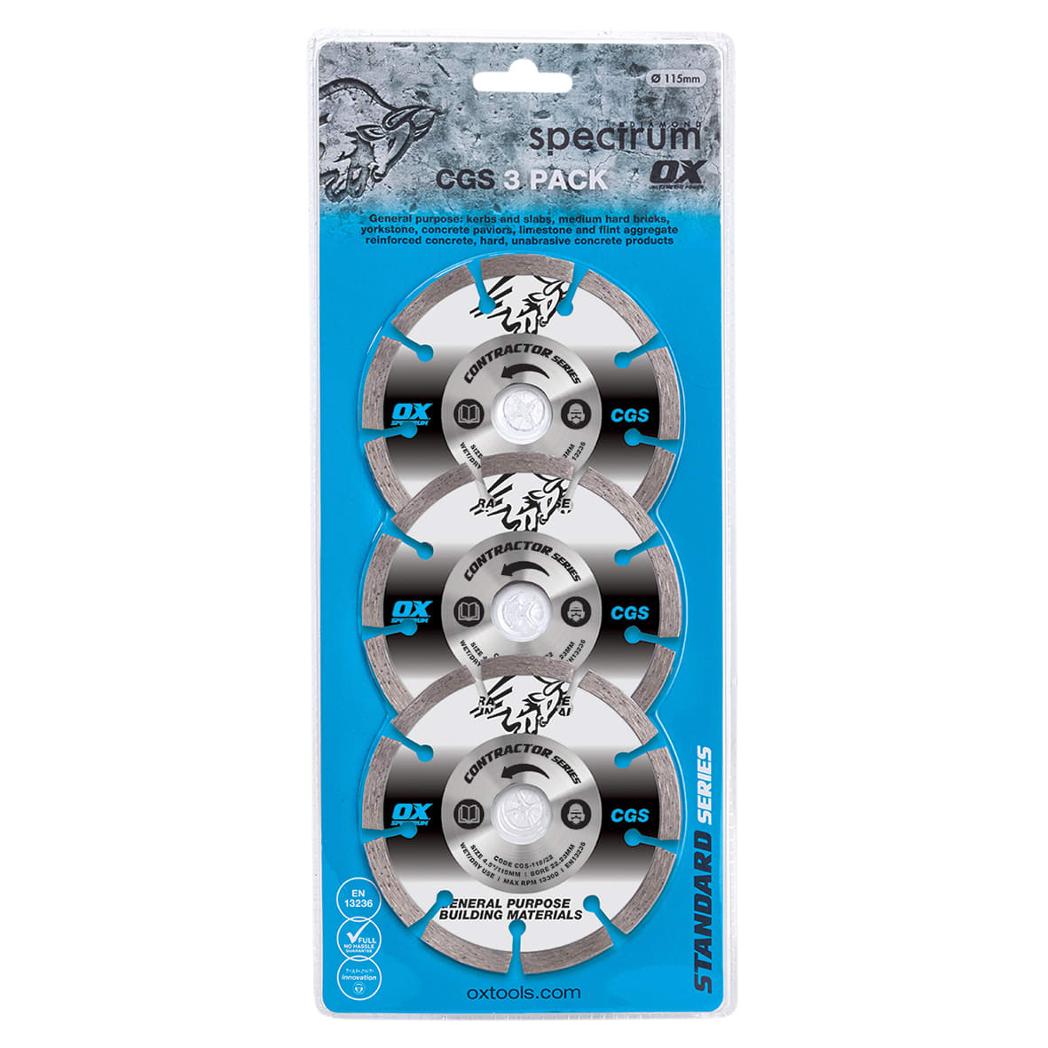 Spectrum Contractor Diamond Blade - 115 x 22.23mm - Brick & Concrete - Pack of 3