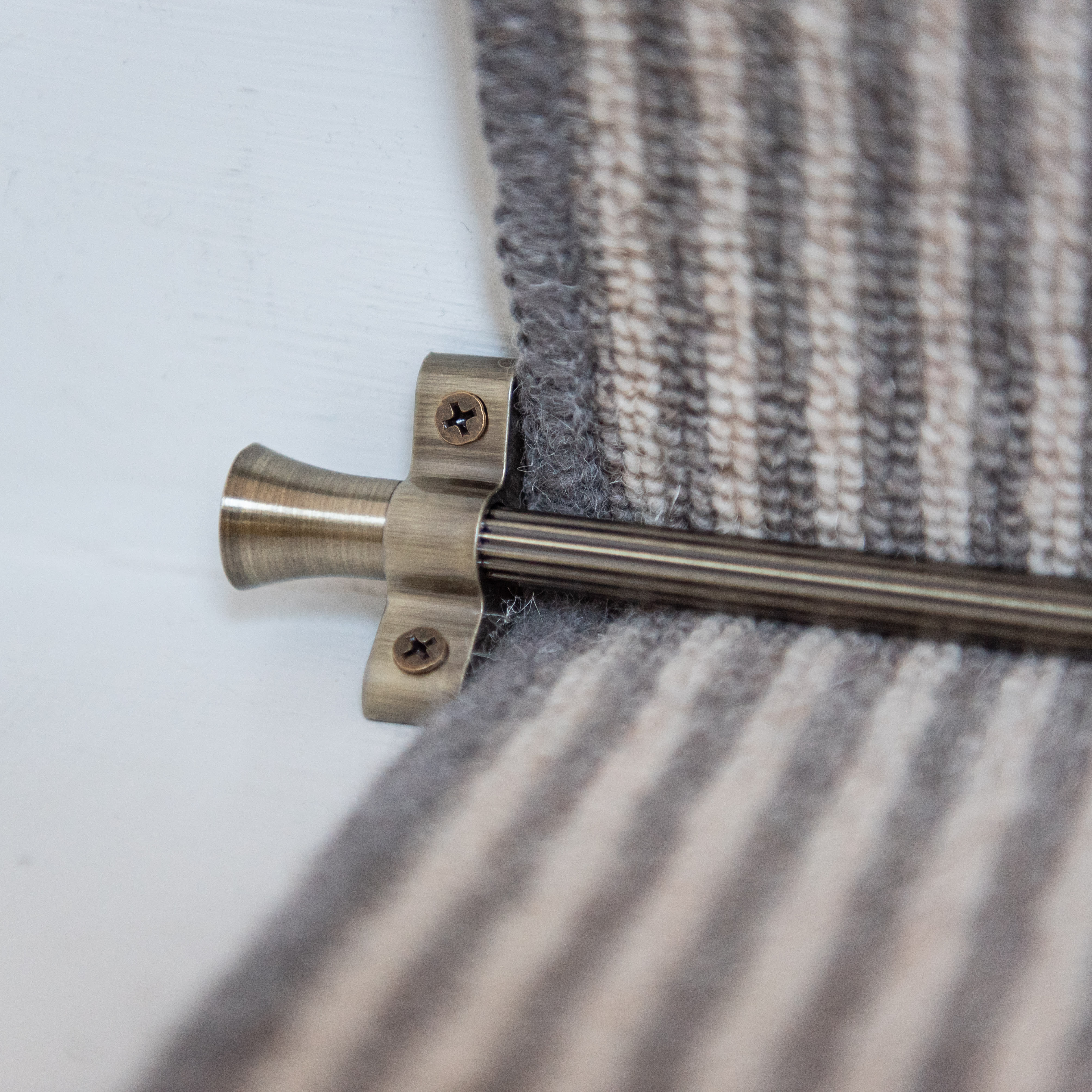 Lines Stair Rod with Fluted Finials - 900mm Length - Antique Brass