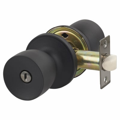 Matt Black Hotel Bathroom Mortice Door Knobset - 60mm Rose Diameter