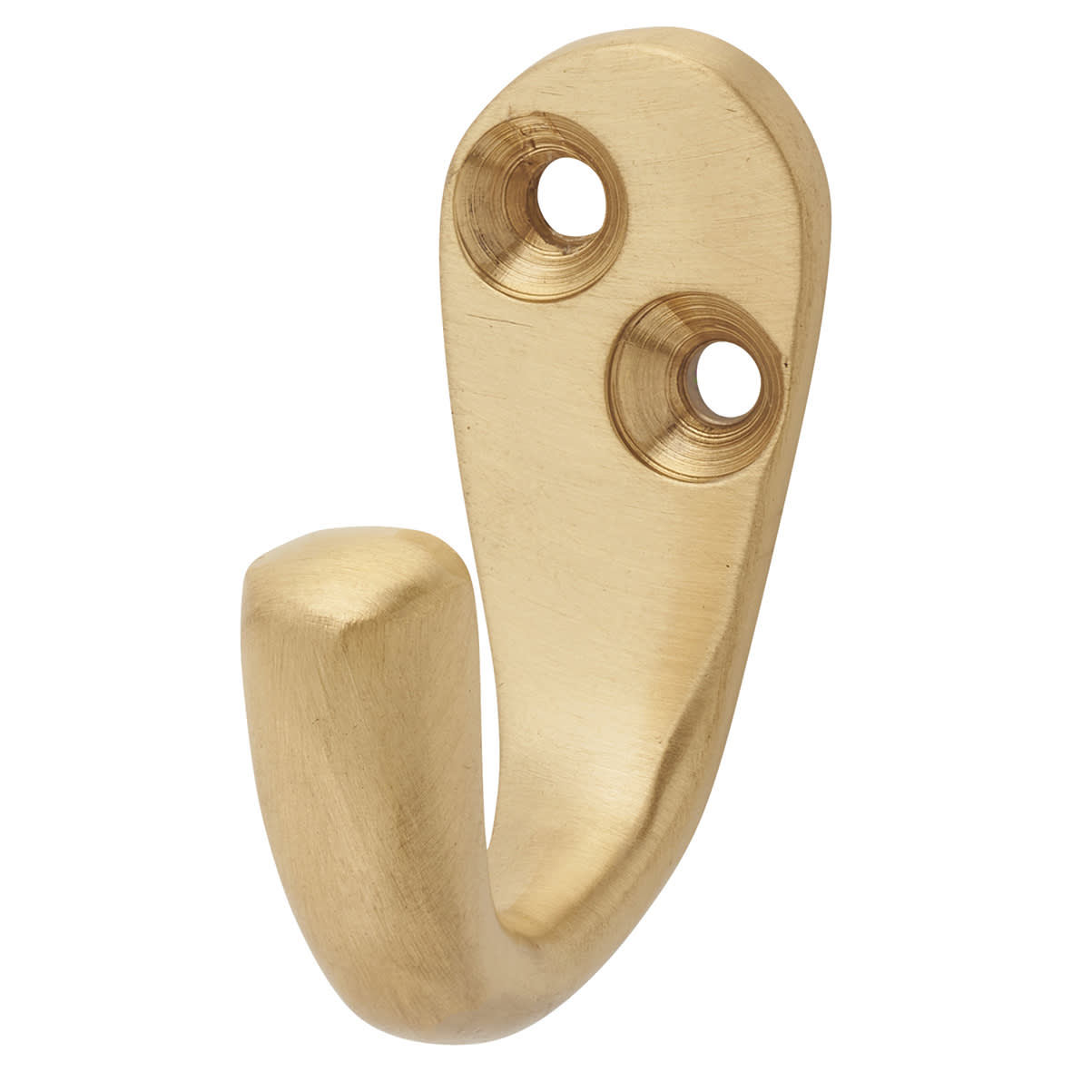 Solid Brass Single Coat Hook - 43 x 17mm - Satin Brass
