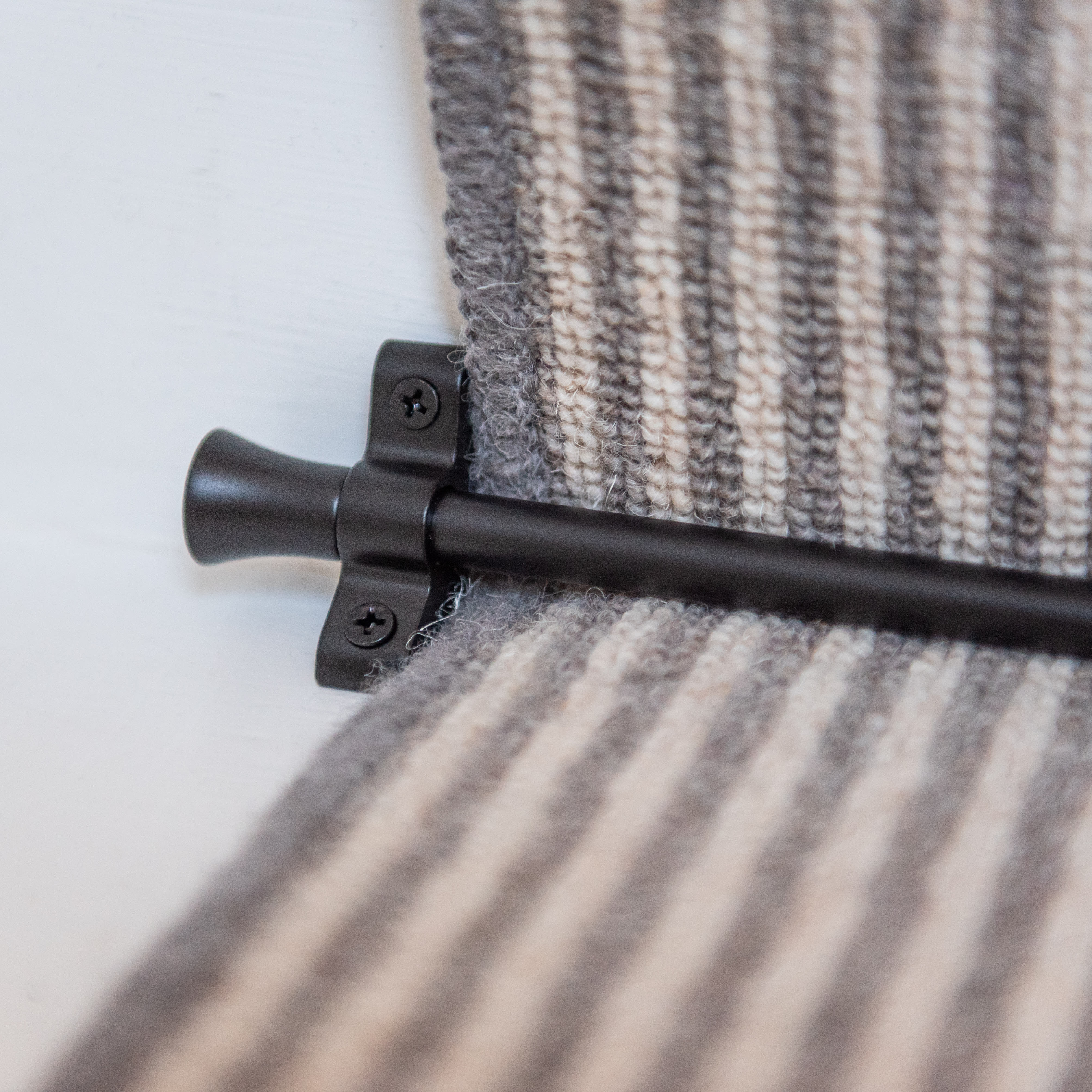 Stair Rod with Fluted Finials - 900mm Length - Matt Black