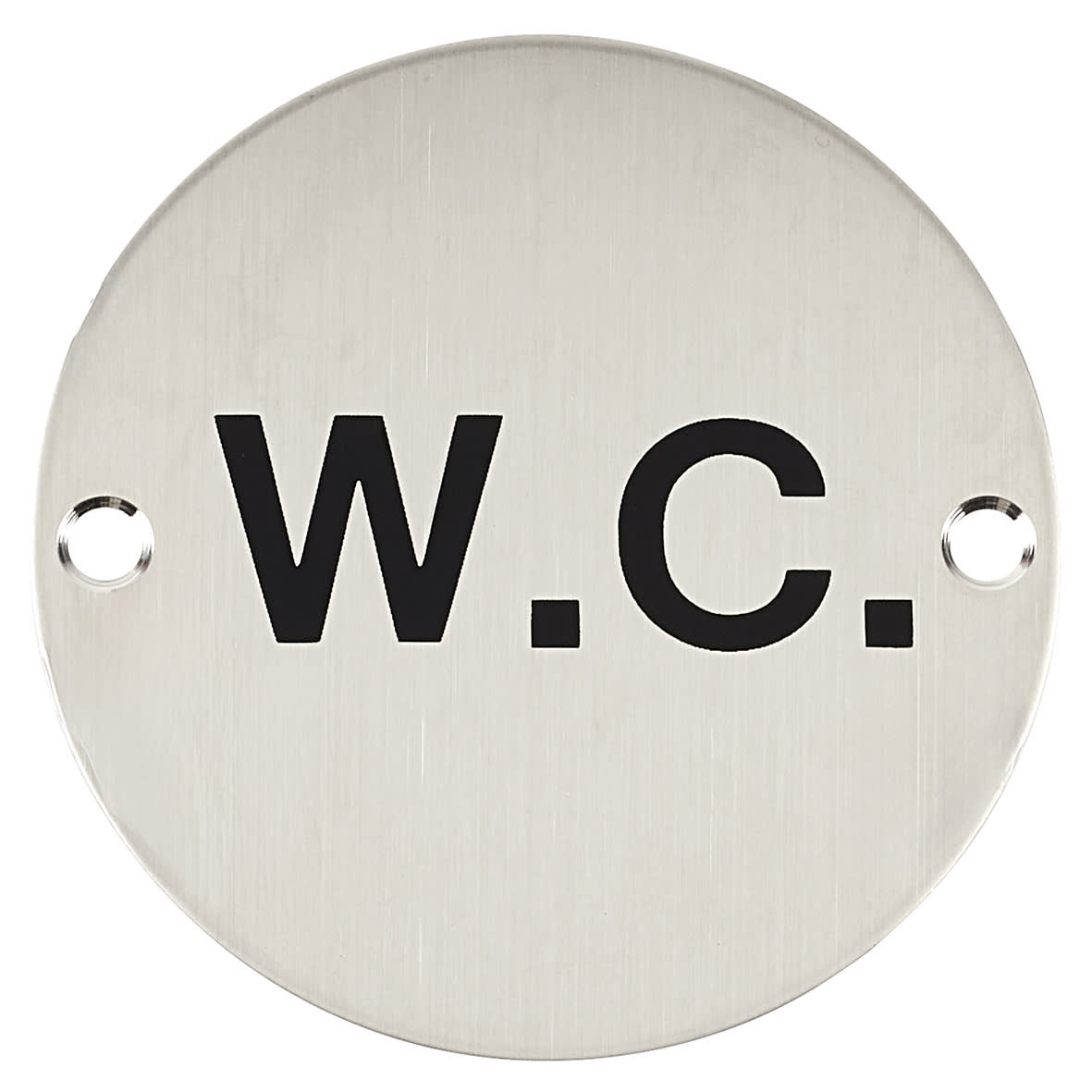 WC Toilet Door Sign - 75mm Diameter - Satin Stainless Steel