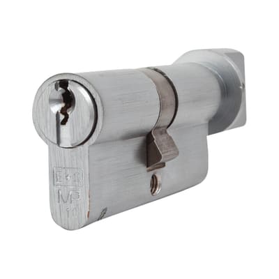 10 Pin 64mm Euro Thumbturn Cylinder - 32mm Turn + 32mm - Satin Chrome - Keyed Alike