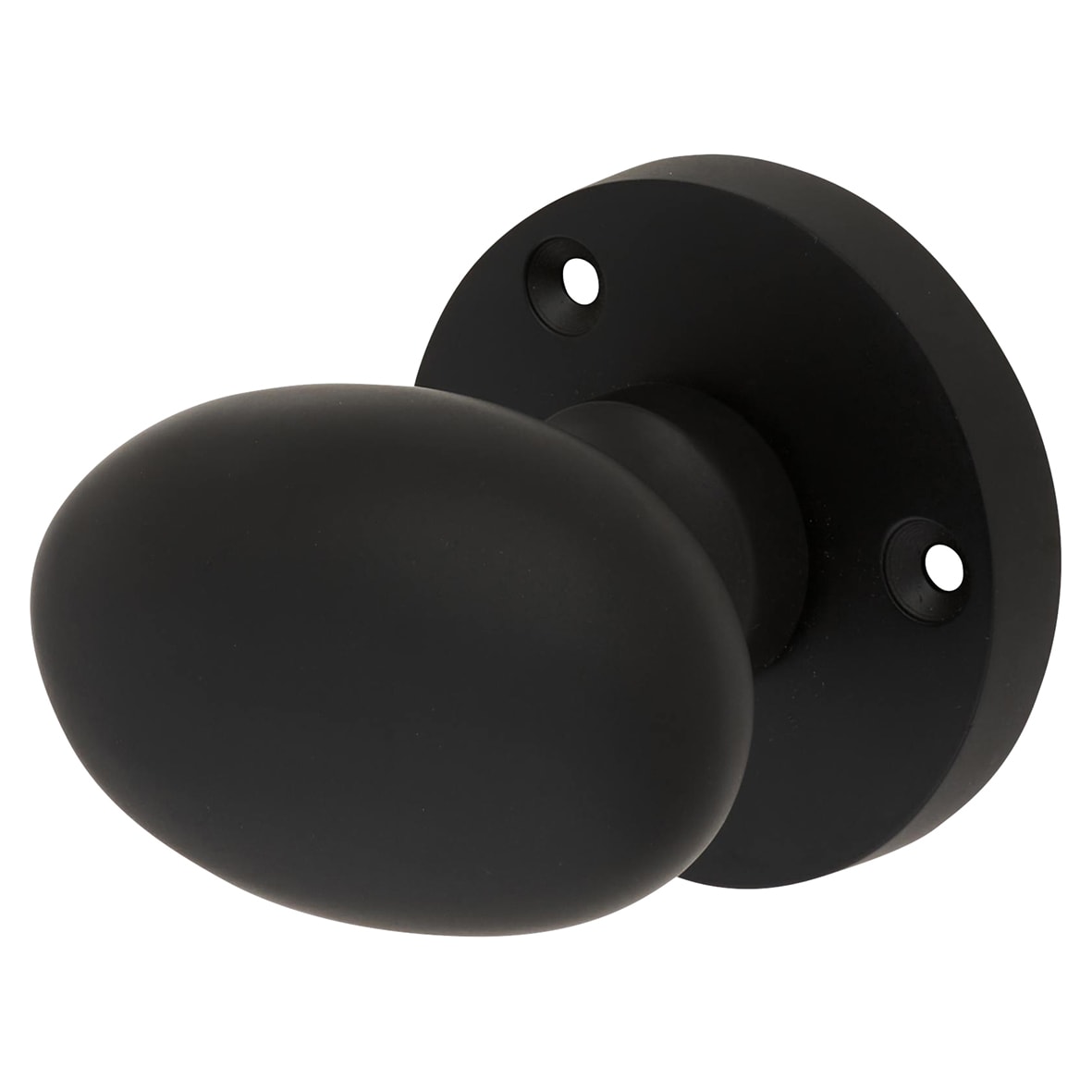 Matt Black Victorian Oval Mortice Door Knob - 61mm Rose Diameter