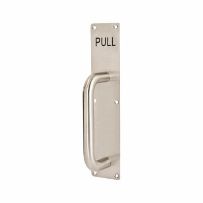Satin Stainless Steel 19mm D-Bar Door Pull Handle on Plate - PULL - Screw Fix - 275 x 60 x 1.5mm