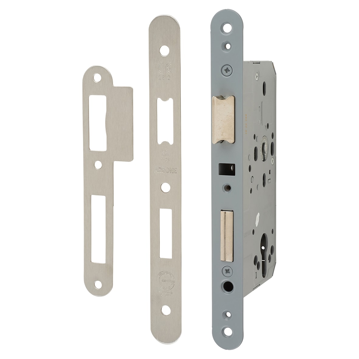 Euro Profile DIN Sashlock - 88mm Case - 60mm Backset - Radius - Satin Stainless Steel