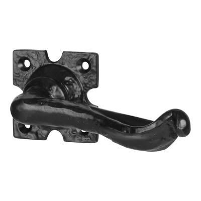 Antique Black Scroll Door Handles on Square Rose